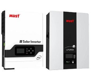 Комплект резервного питания (ИБП) MUST 3 кВт MPPT гибридный, 24В 100Ач, AG6-3PLUS-1L фото
