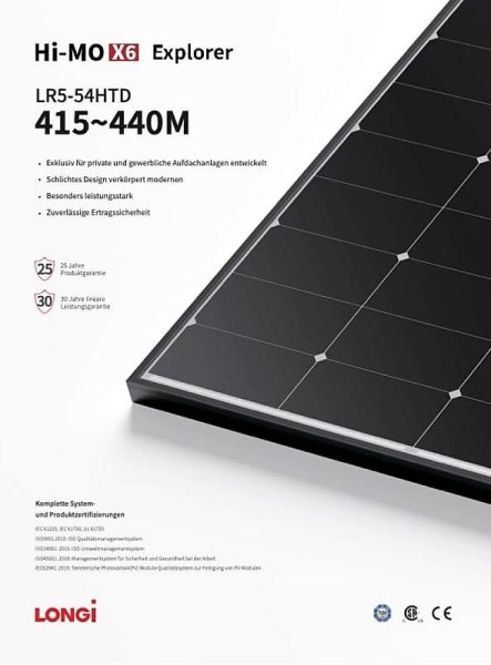 Солнечная панель 410 Вт монокристаллическая Longi Solar LR5-54HIH 410M черная рамка фото №2 Солнечная панель 410 Вт монокристаллическая Longi Solar LR5-54HIH 410M черная рамка фото №2